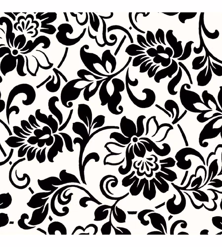 Pellicola Adesiva decorativa  Fiorato Bianco Nero