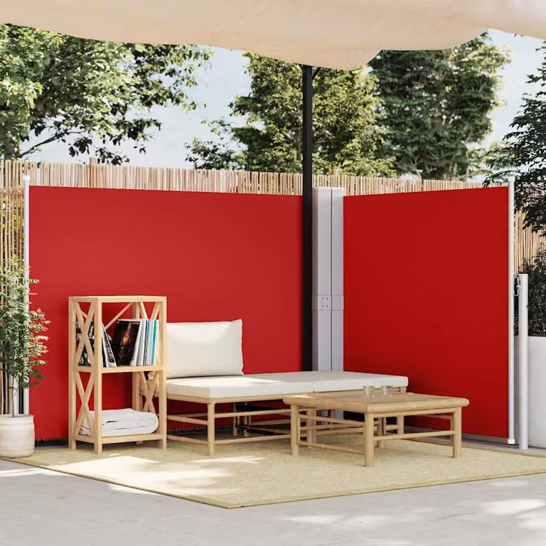 Tenda Laterale Retrattile vidaXL Rossa in Poliestere e Acciaio L: 1000 cm, H: 140 cm