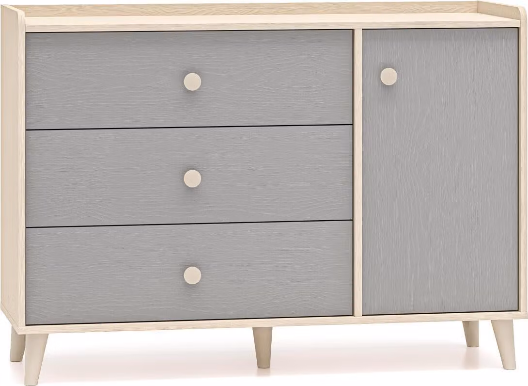 FURNLUX Credenza Mevel Grigio e Beige 120cm / Colore principale: Grigio / Dimensioni: 120 x 85 x 40 cm