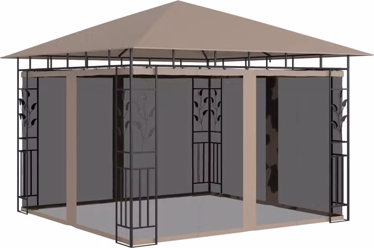 The Living Store Padiglione con zanzariera 3x3x2,73 m Taupe 180 g/m²