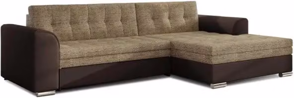 Divano angolo convertibile MEUBLORAMA CONFORTO 4 posti beige e marrone con angolo destro