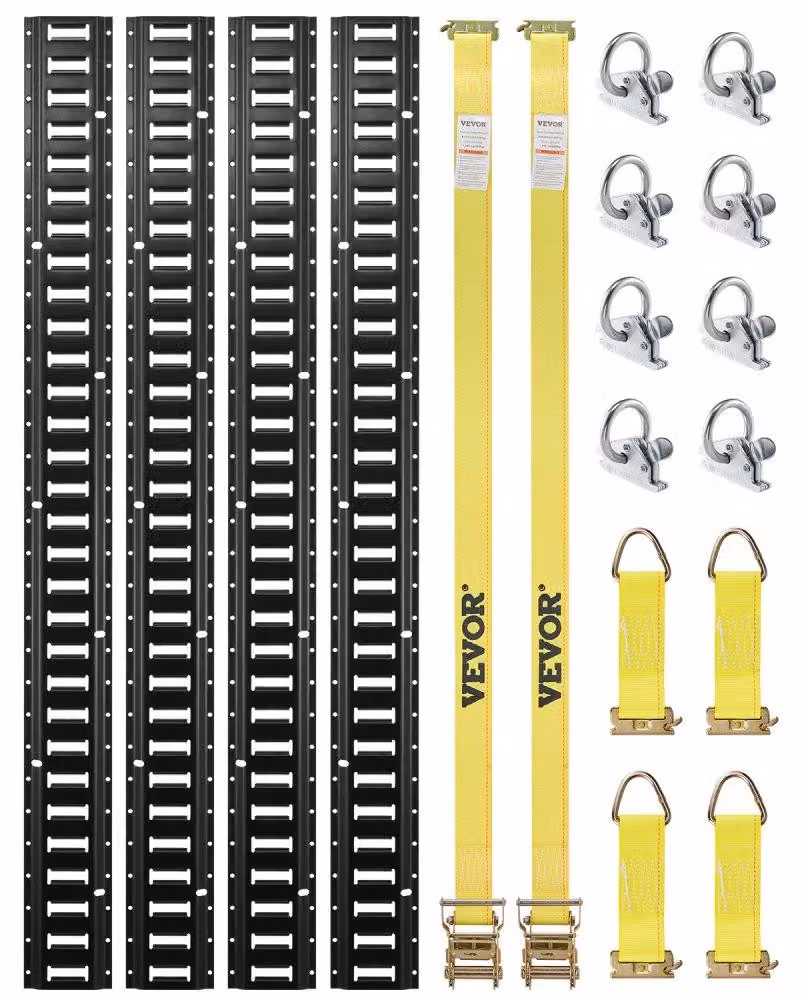 Kit di fissaggio E-Track, 18 pezzi - Lunghezza: 1524 mm - Capacità di carico: 907 kg - Ideale per trasporto e stoccaggio