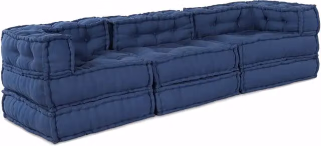 Unità di Divano Modulare L-Shape vidaXL in Tessuto Blu con Imbottitura in Schiuma L: 210 cm, P: 70 cm, H: 56 cm