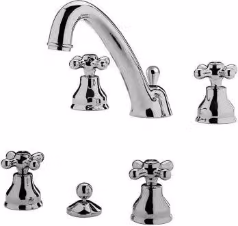 Set di miscelatori Paffoni Iris per lavabo e bidet a due maniglie in ottone cromato argento con scarico pop-up incluso