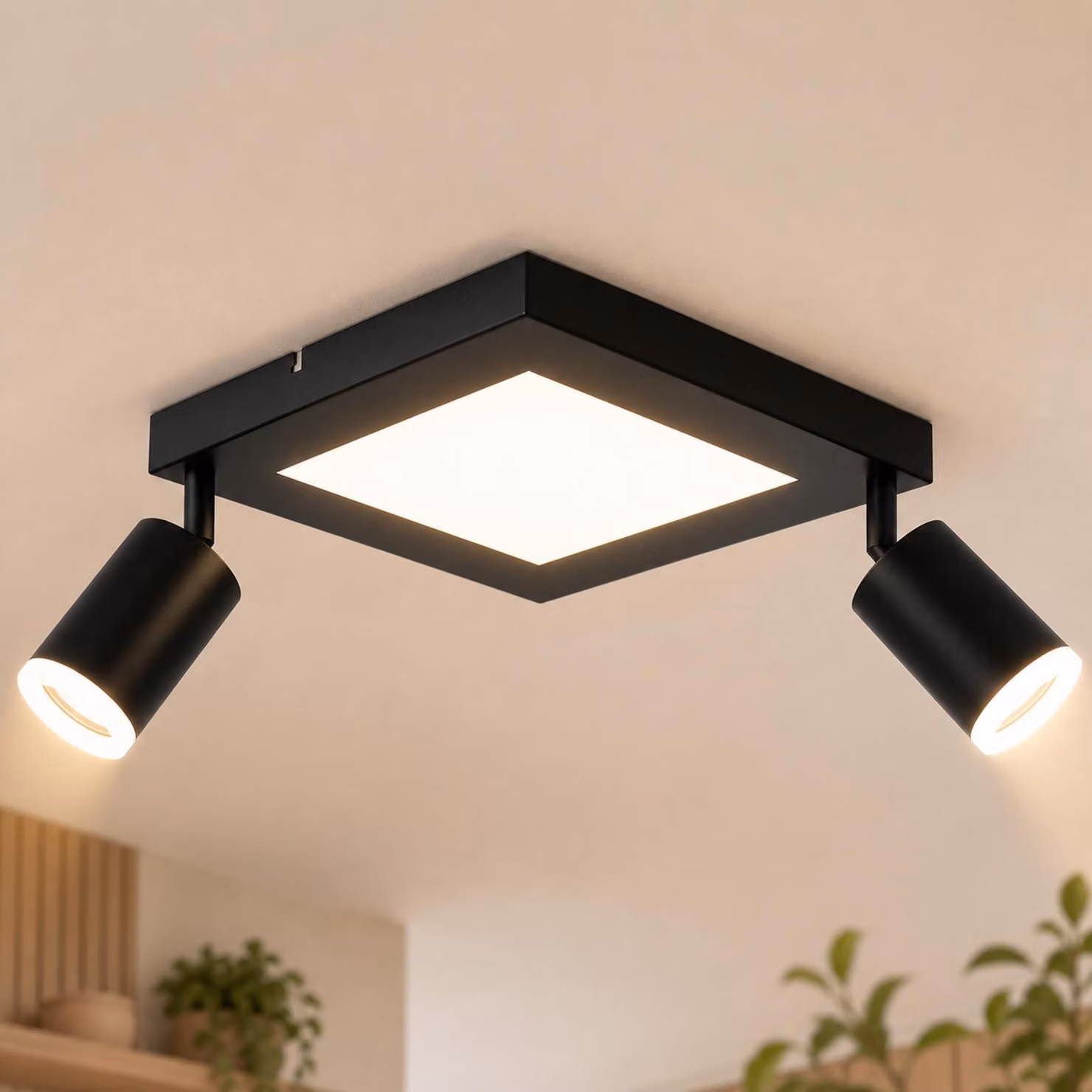 ZMH plafoniera Faretto da soffitto nero a led GU10 - lampada da soffitto 3000k bianco caldo 20W lampada da camera da letto orientabile 350° spot da soffitto per cucina sala da pranzo