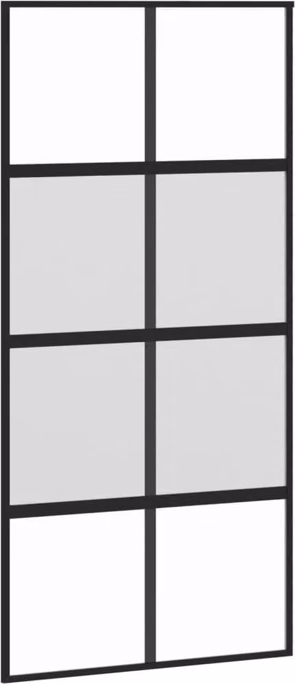 Porta Scorrevole Nera 102,5x205 cm Vetro Temperato e Alluminio