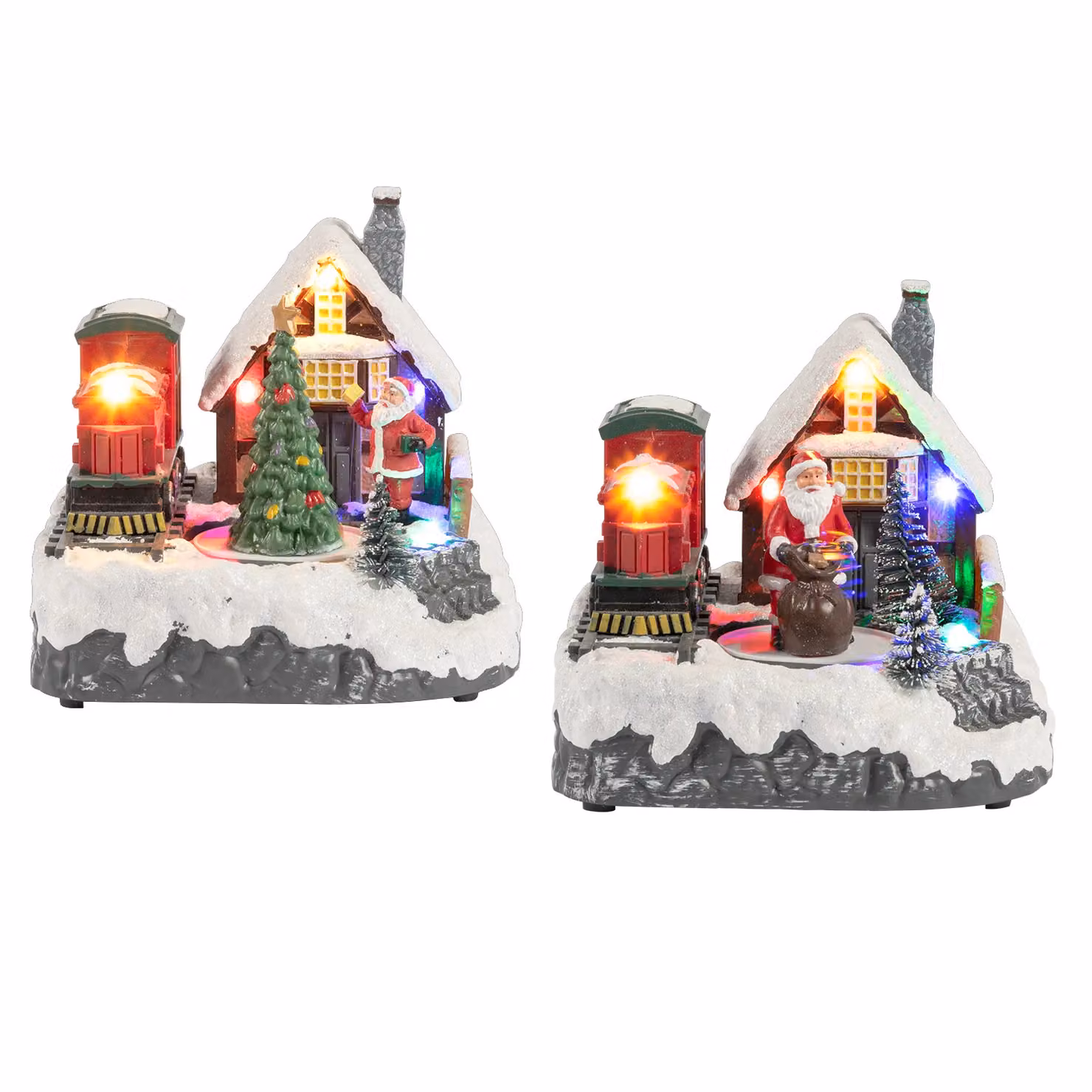 Casetta Natalizia con Movimento, LED Multicolor e Musica VESTIAMO CASA, Altezza: 14,5 cm – 1