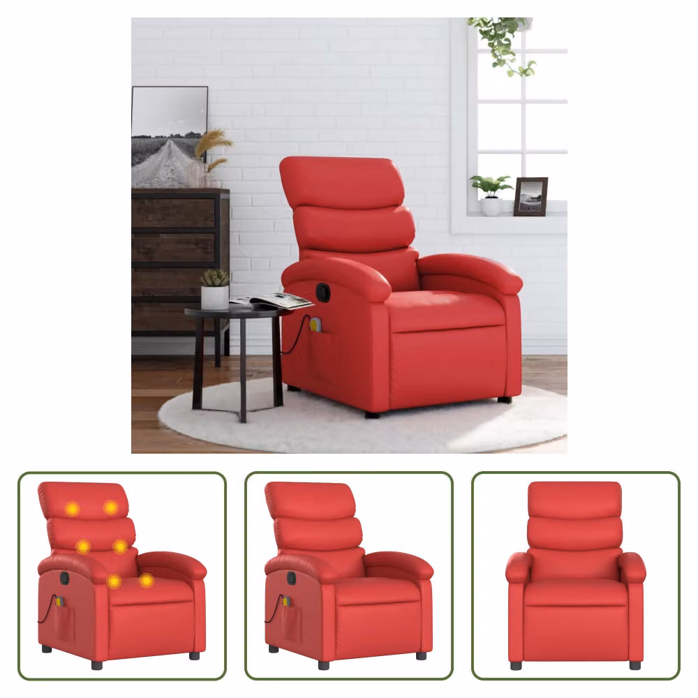 The Living Store Sedia da massaggio in Pelle finta rossa