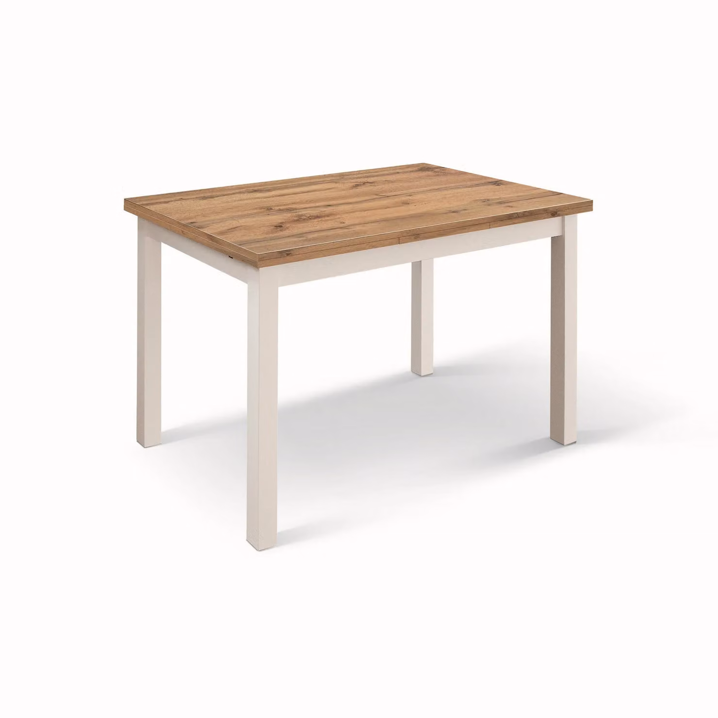 Tavolo POSITANO in legno effetto rovere e gambe bianche, allungabile 140X80 cm – 220×90 cm