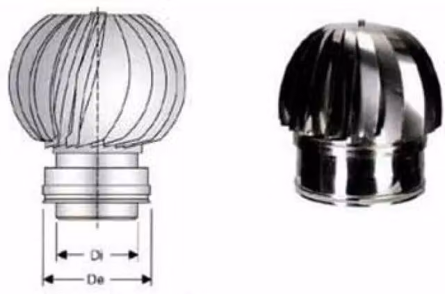 Cappello eolico Coxe By Edilidrico in acciaio inox AISI 316 a doppia parete colore argento diametro 300 mm