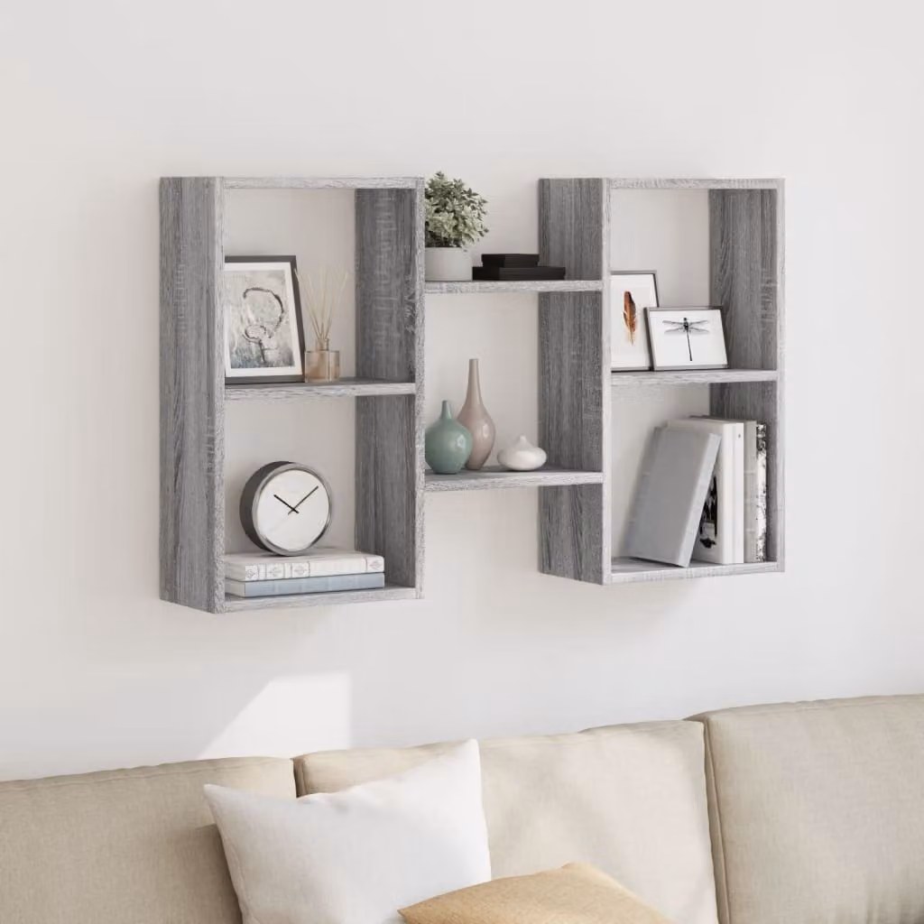 vidaXL Mensola a Muro Moderna Grigia in MDF L: 96 cm, P: 18 cm, H: 60 cm