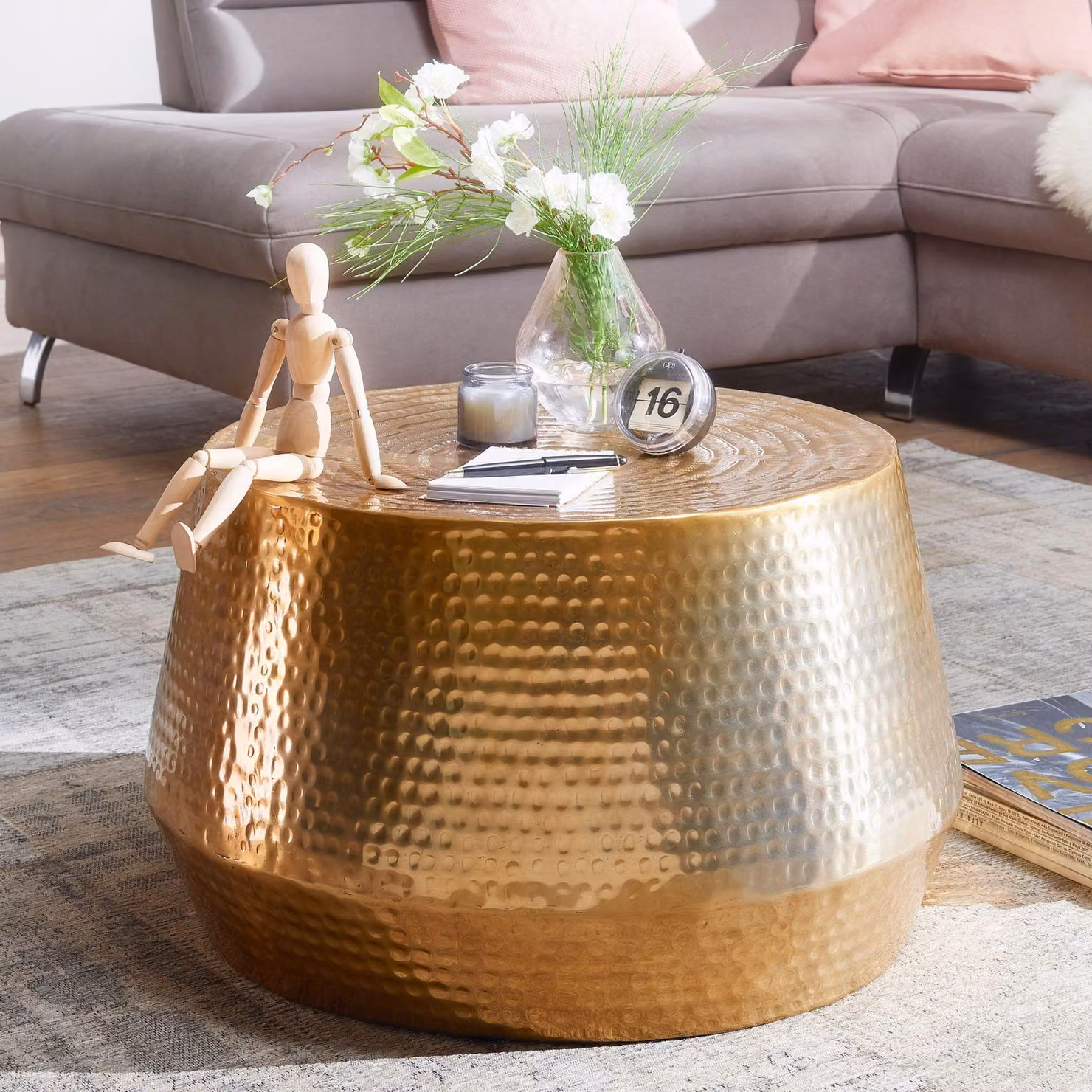 Tavolino MAHESH 60x36x60 cm Tavolino in alluminio Oro