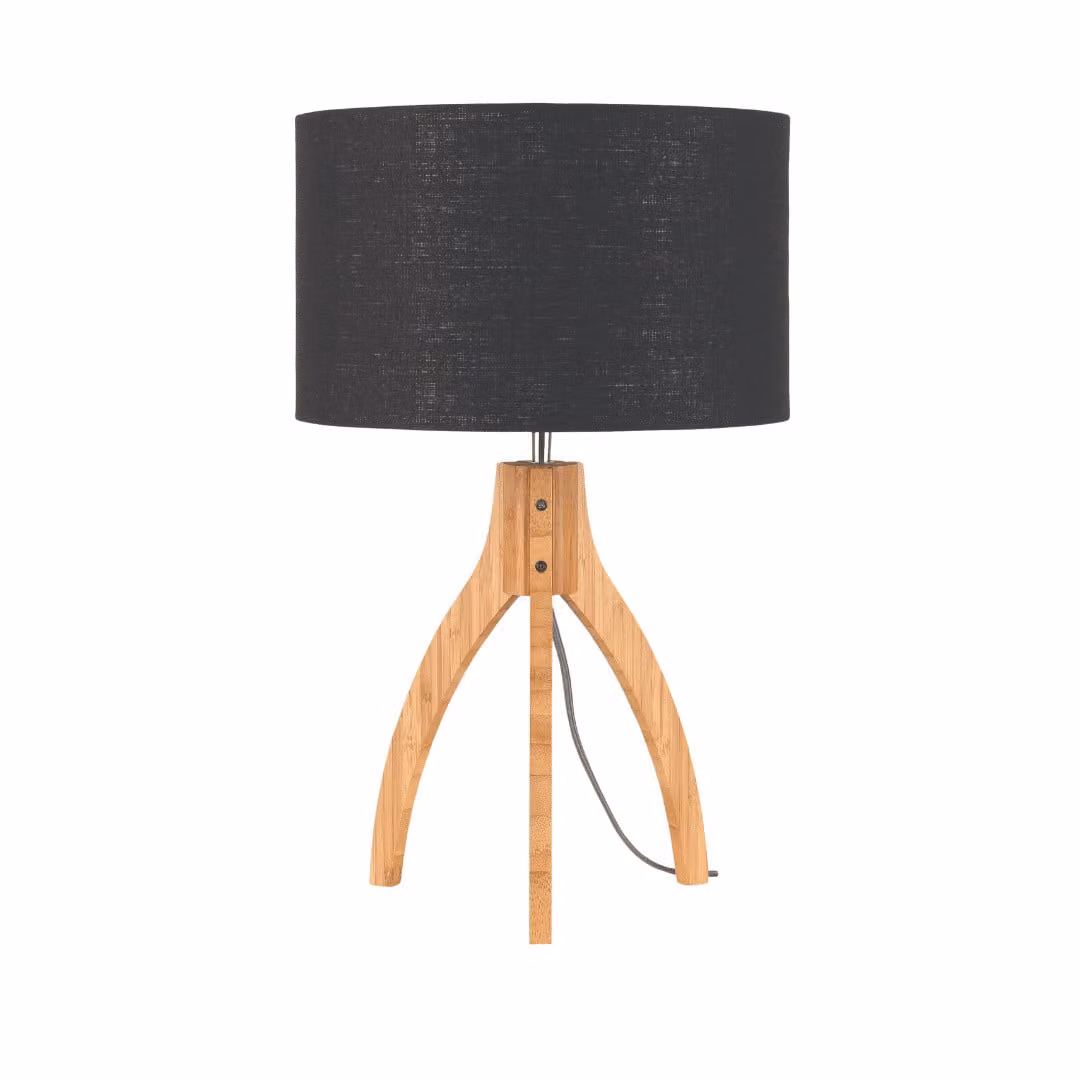 GOOD&MOJO - Lampada da tavolo Annapurna - Nero/Bambù - Ø36cm Lampada da tavolo - Lampada da comodino, soggiorno, camera da letto