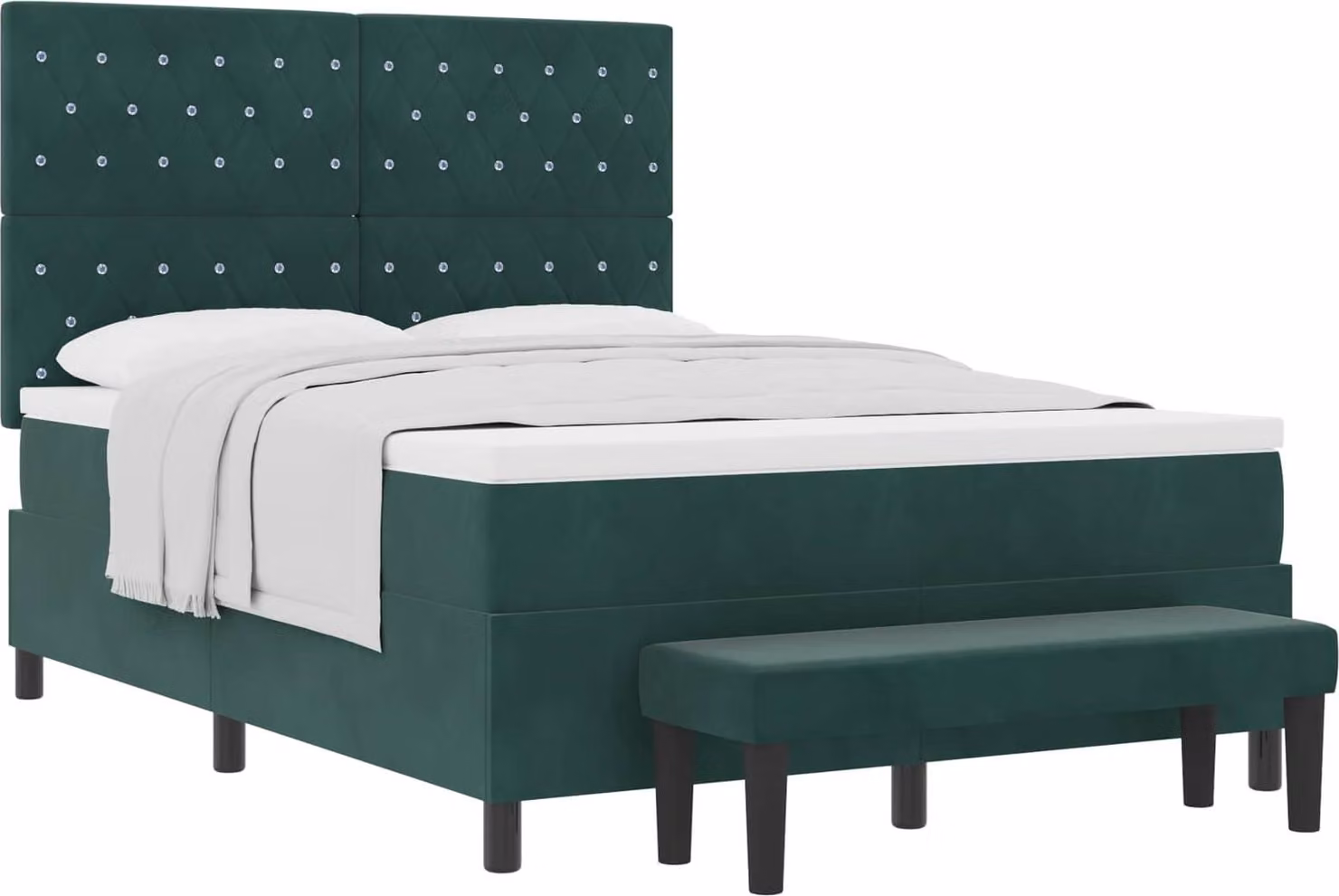Letto a molle con testiera Verde Scuro 190 x 140 cm Velluto