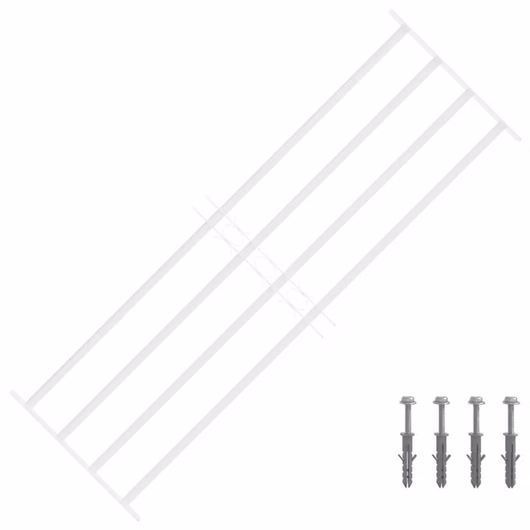 Set di 3 griglie di sicurezza per finestre vidaXL in acciaio zincato bianco con 4 barre trasversali