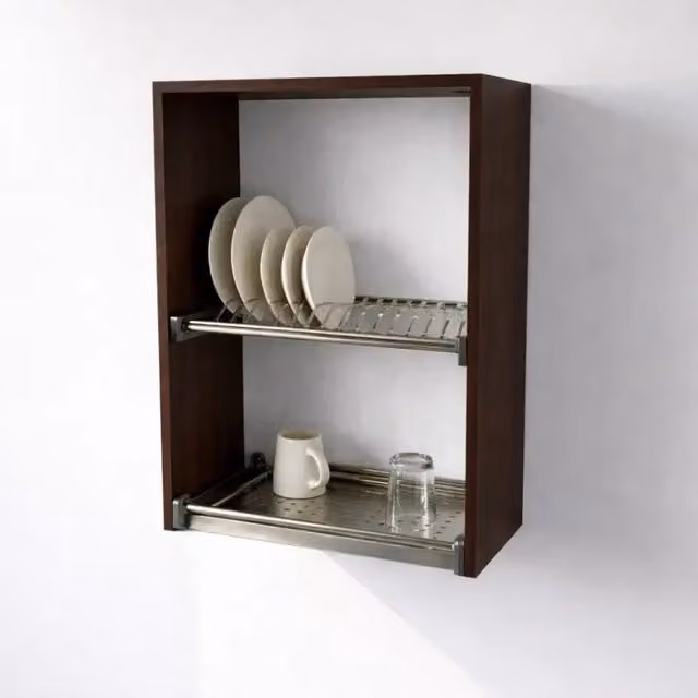 Calandrelli Pensile Scolapiatti Moderno Marrone H 72 cm, L 60 cm, P 33 cm