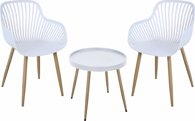 SVITA PHILLY Set di mobili da balcone 3 pezzi bianco/legno