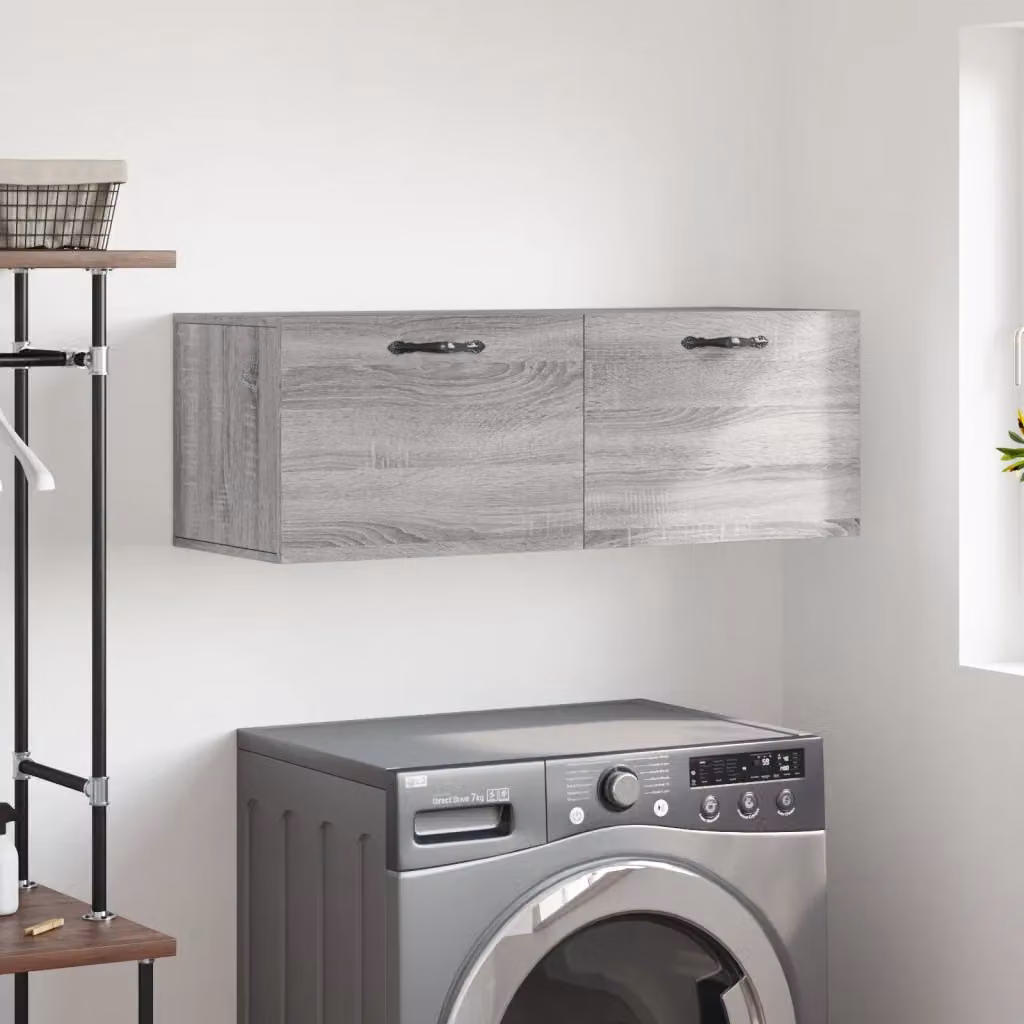 Mobile a parete vidaXL in legno multistrato e MDF, Grigio Sonoma, L 100 x P 36,5 x H 35 cm