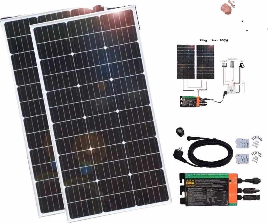 Sistema di installazione solare, moduli monocristallini ad alta efficienza, configurazione plug-and-play, 300W plug-and-play