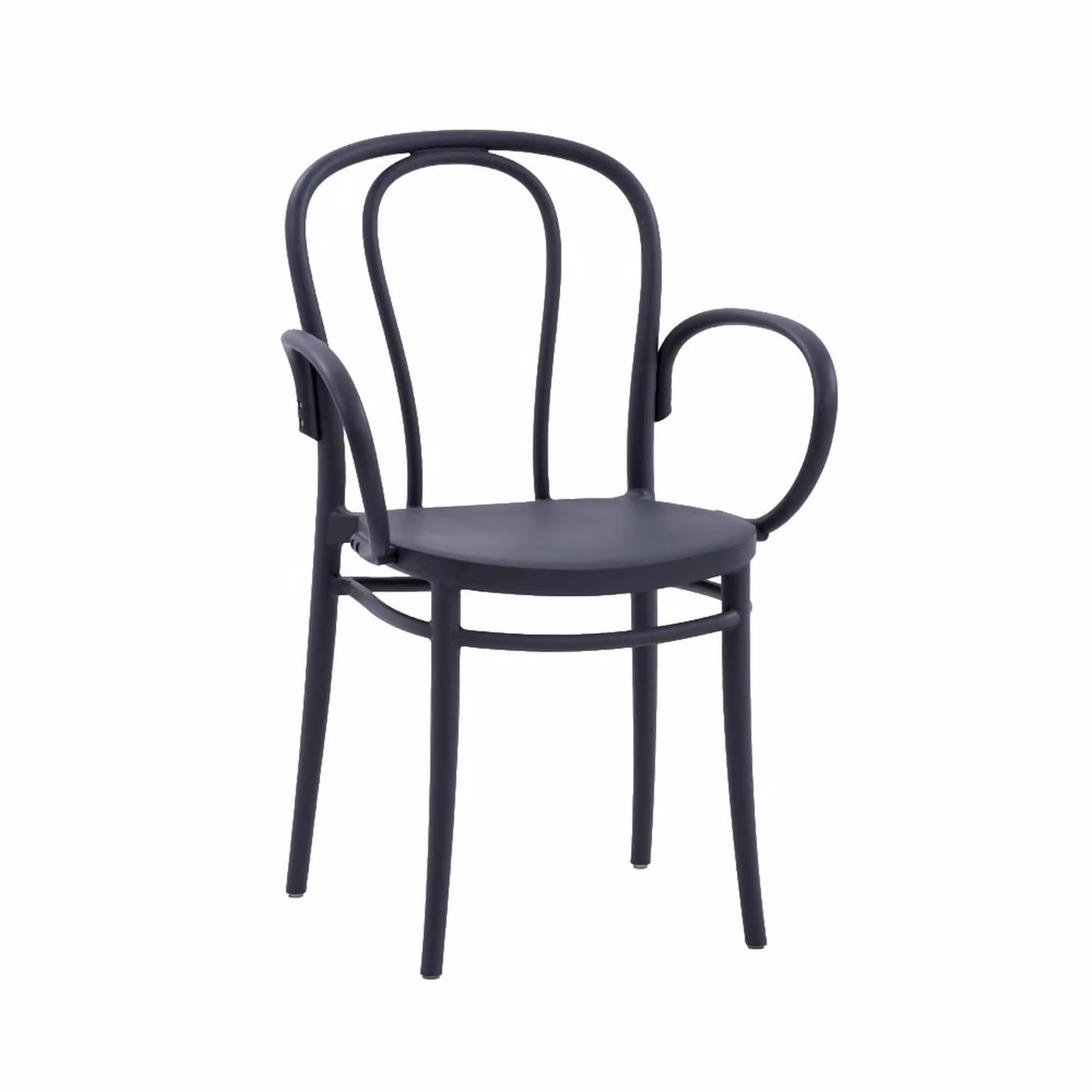 Set di sedie NEWCASTLE in polipropilene antracite con braccioli, impilabili