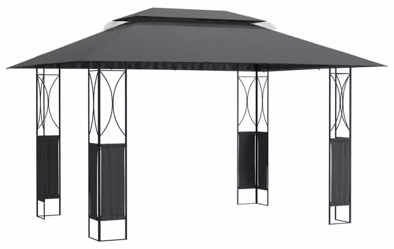 Gazebo da giardino antracite - 400 x 300 cm - Struttura in acciaio - Tetto a due falde resistente all'acqua