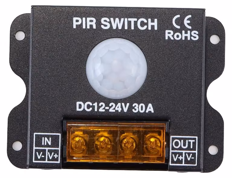 Sensore di movimento PIR, 30 A, 12–24 V, sensore a infrarossi, portata da 5 a 8 metri