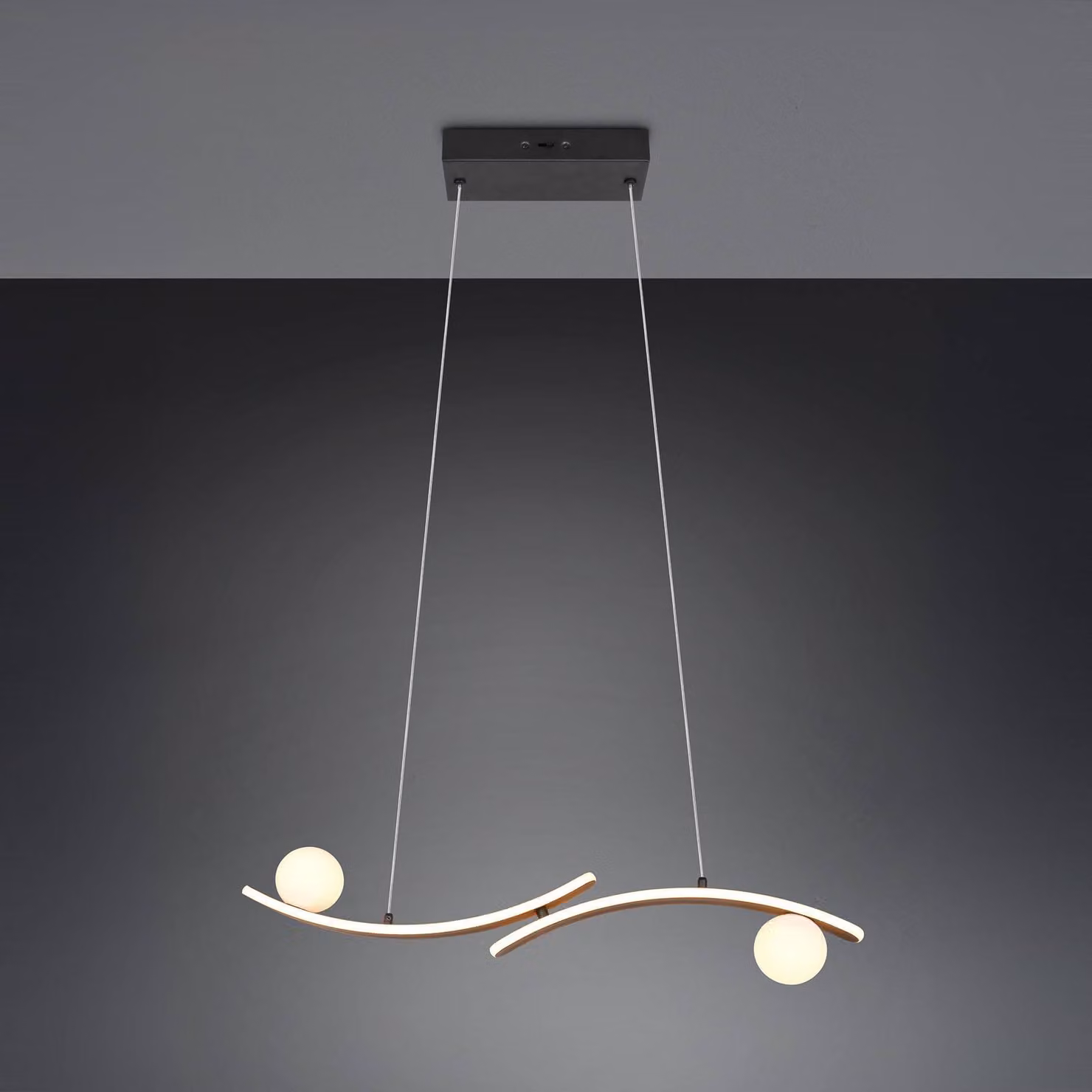 Trio Lighting Lampada a sospensione Napoli, dimmerabile, Nero, Soggiorno / Sala da pranzo, Metallo, Moderno, Lampada a sospensione