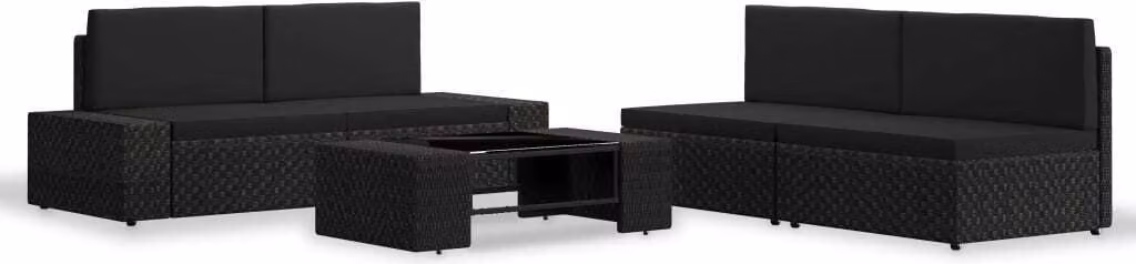 The Living Store 5-tlg. Set salotto da giardino in Poly Rattan Schwarz