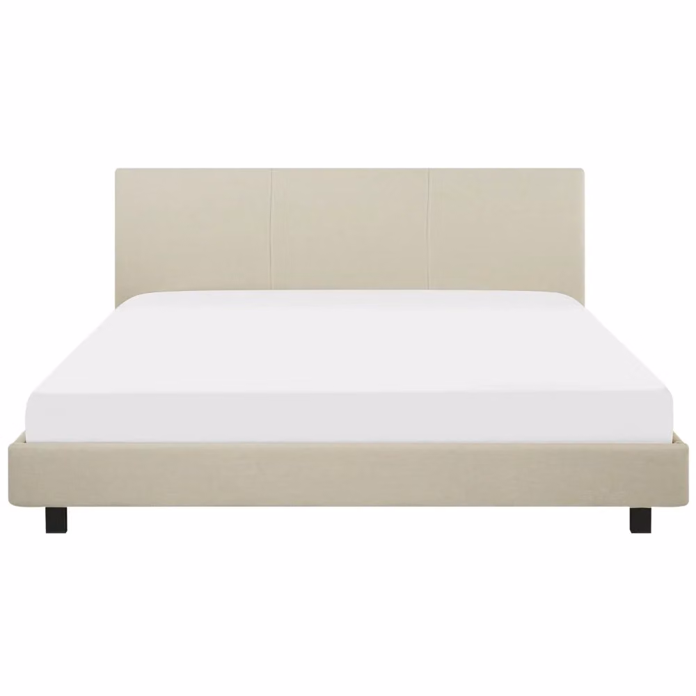 Letto Beliani imbottito in tessuto beige con doghe a ressort design moderno L/P: 180 x 200 cm – 2