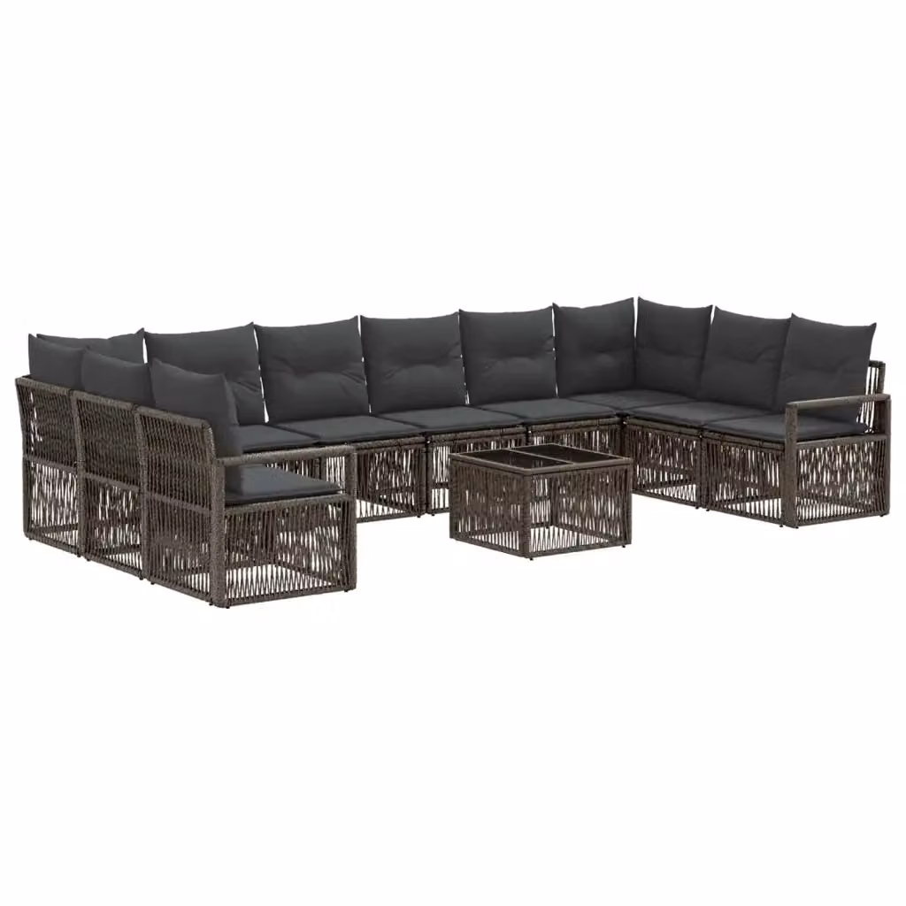 Set Divano da Giardino vidaXL a forma a U in Polyrattan Grigio con Tavolino e Cuscini – 2