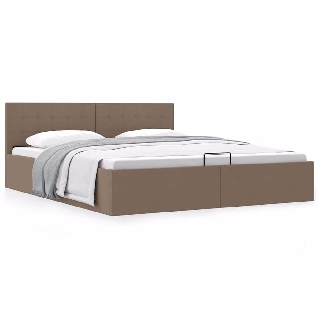 vidaXL Giroletto con Contenitore Moderno in Tessuto Grigio Talpa L/P/H: 180 x 200 x 73 cm