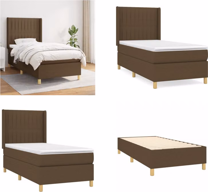 vidaXL Letto a molle con materasso in tessuto marrone scuro 80x200 cm - Letto a molle - Boxspringbetten - Bett - Schlafzimmermöbel