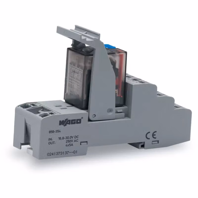 Modulo relè WAGO; tensione nominale di ingresso 24 V CC; 4 contatti in scambio 858-354