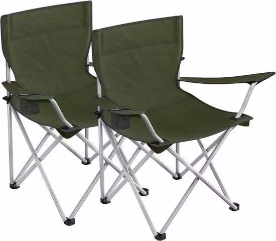 Sedia pieghevole da pesca alla carpa - Sgabello da pesca leggero - Sgabello a tre gambe - Verde oliva - 2 pezzi