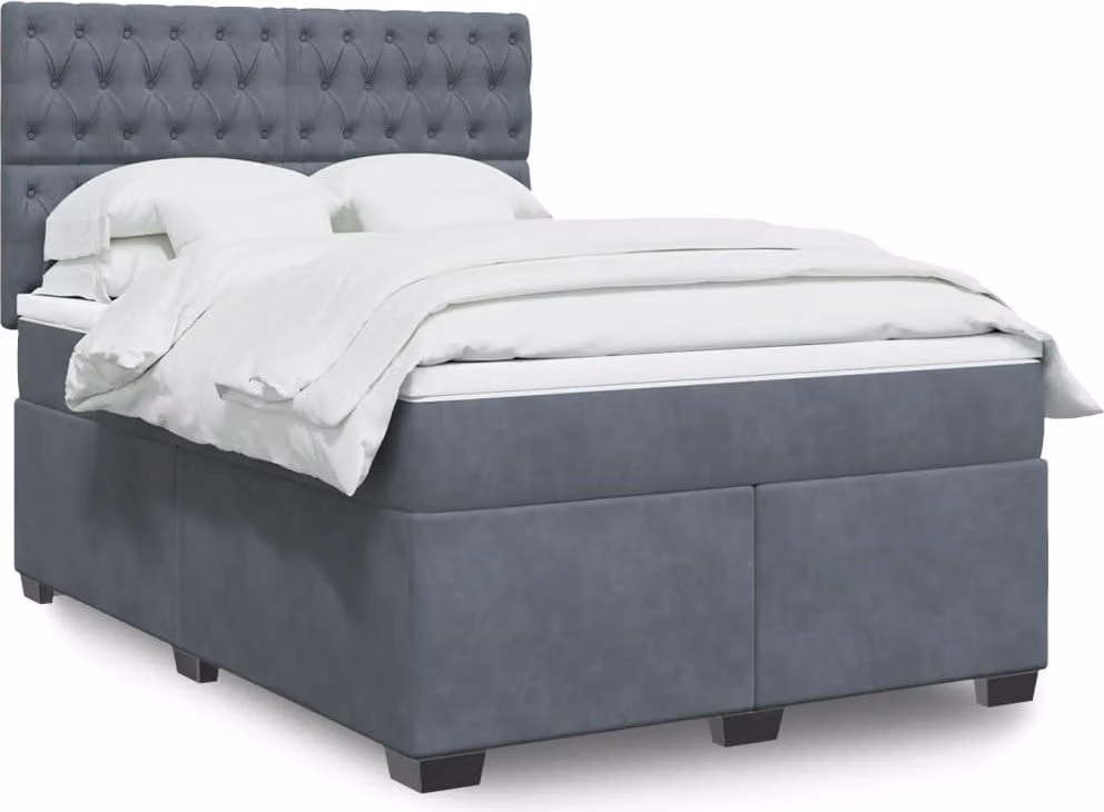 Maison Exclusive - Giroletto a Molle con Materasso Grigio Scuro 140x200 cm Velluto
