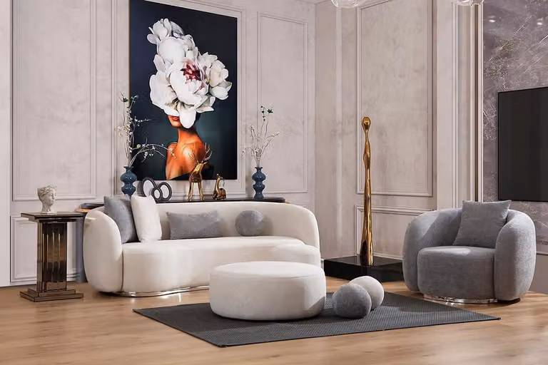 Modern Set Sofagarnitur 3 1 Sitzer Wohnzimmer Komplett Sofas Set Hocker