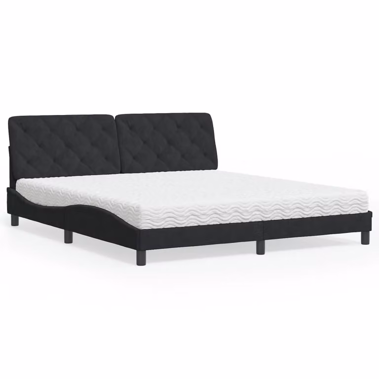 Letto con Materasso in Velluto Nero vidaXL L/P/H: 218 x 180 x 74,5 cm