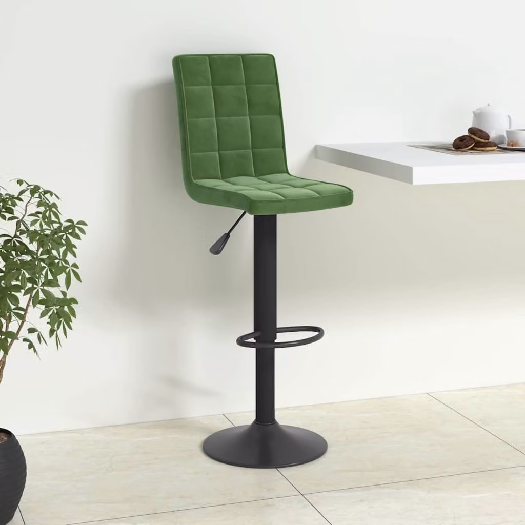 Sgabello da Bar vidaXL in Velluto Verde con Struttura in Metallo Moderno