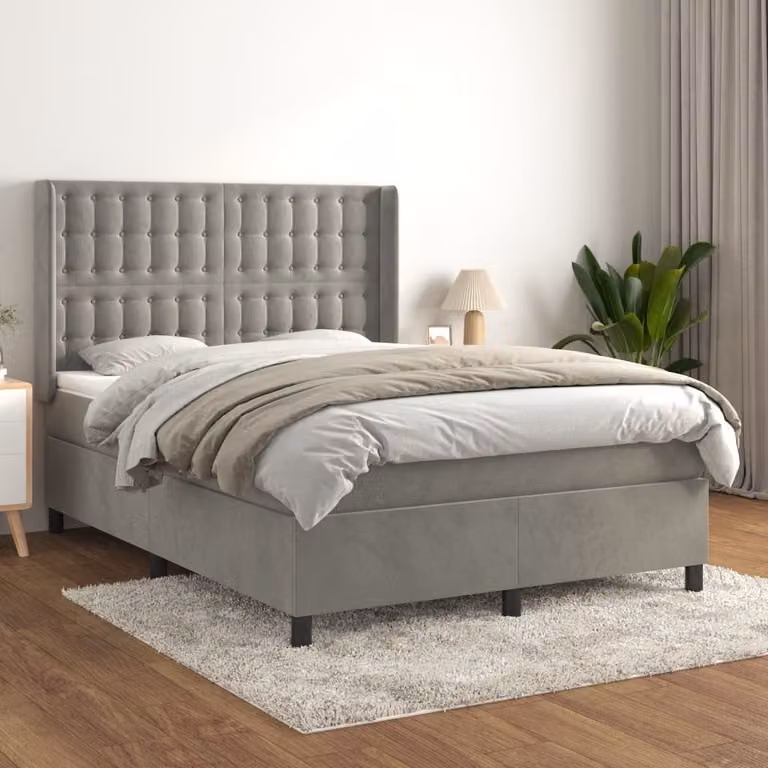Maison Exclusive - Giroletto a Molle con Materasso Grigio Chiaro 140x200cm Velluto