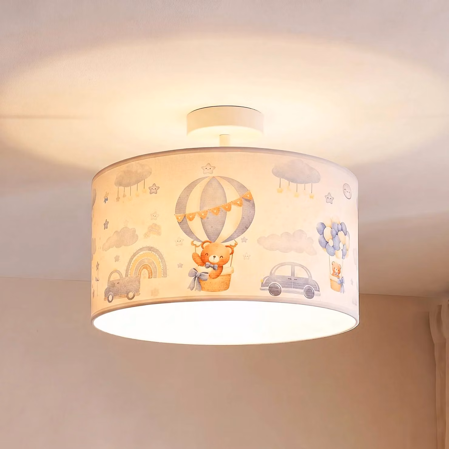 Plafoniera soffitto Kids Print Duolla, Blu, Cameretta, Tessuto / Stoffa / Seta, Plafoniera