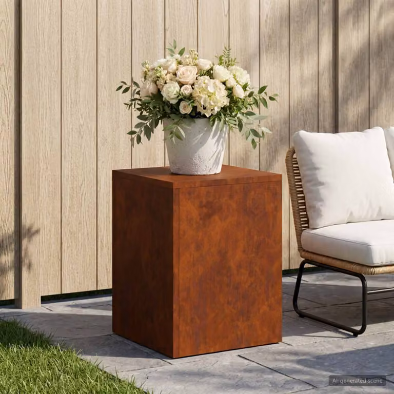 vidaXL Supporto per piante in acciaio Corten color marrone L/P/H: 30 x 30 x 40 cm