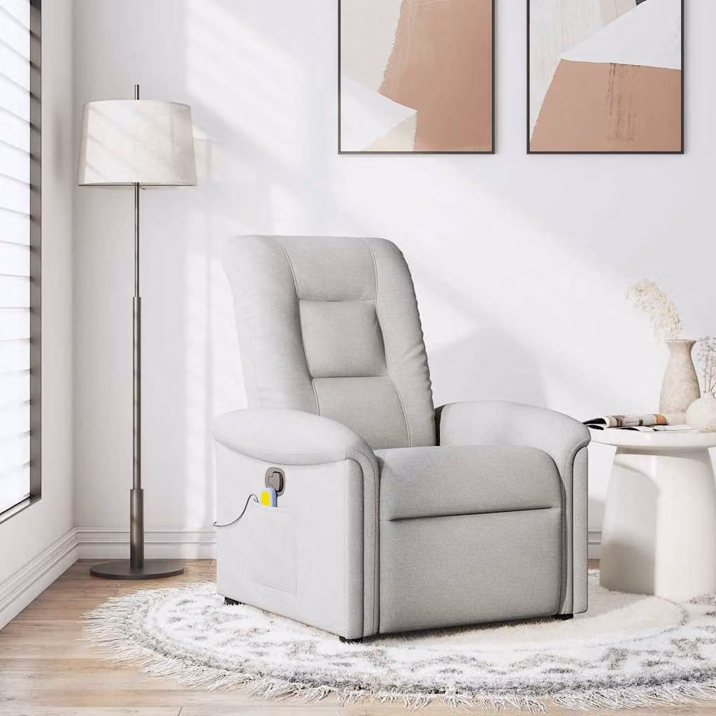 vidaXL Poltrona Reclinabile Relax in Tessuto Grigio con Braccioli