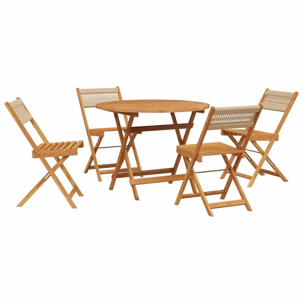 Set da pranzo da giardino vidaXL in 5 pezzi beige con legno di acacia oliato e polipropilene – 2