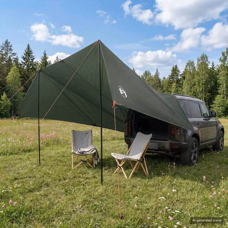 Tenda da veicolo vidaXL Verde militare L: 500 cm, P: 515 cm, H: 215 cm