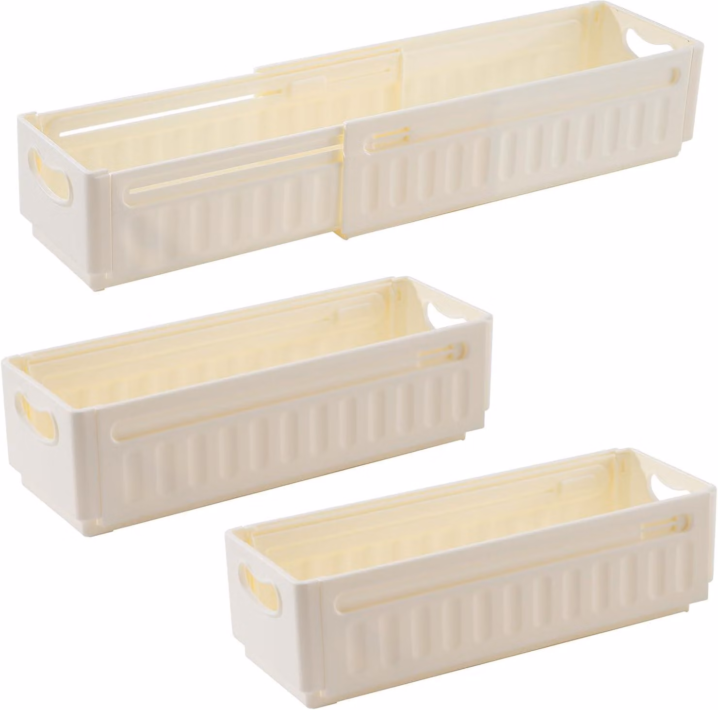 Contenitore in plastica, 47,5 x 8 x 10 cm, set da 3, ideale per cucina e bagno
