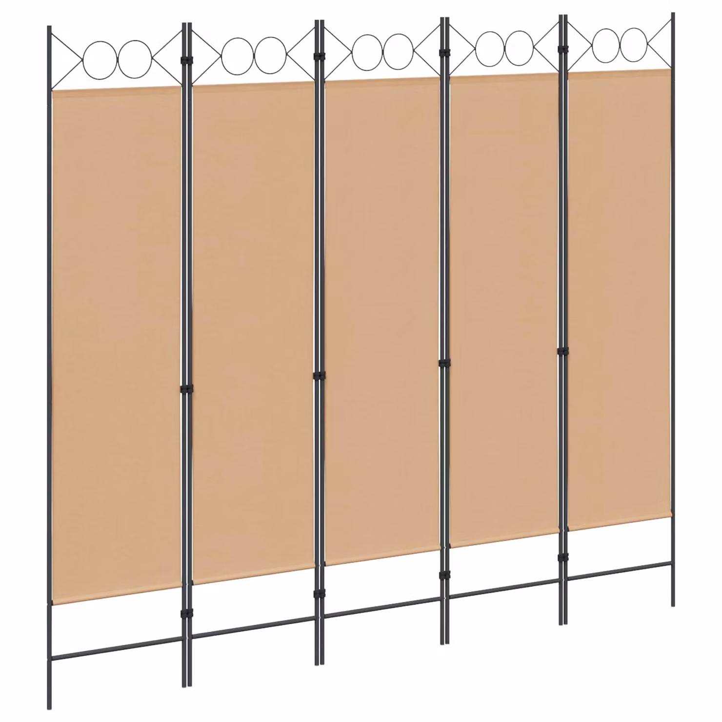 Paravento a 5 Pannelli vidaXL Beige in Tessuto L: 200 cm, H: 180 cm