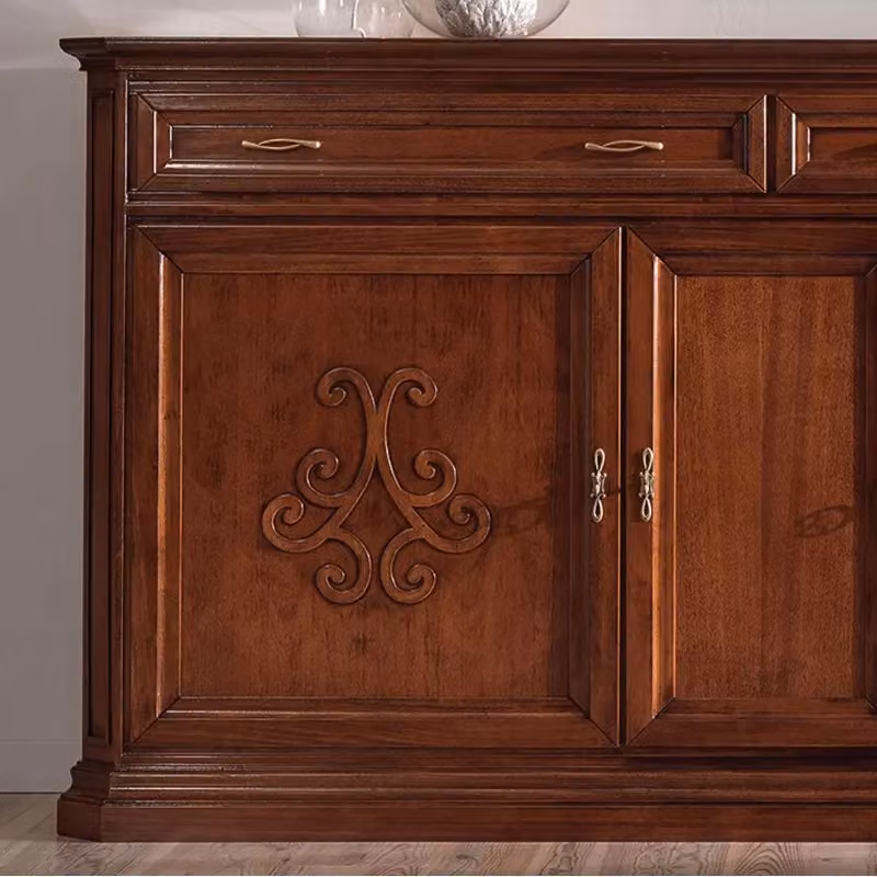 Credenza classica Mobili 2G in legno noce con 3 porte e 2 cassetti, L: 196 cm, P: 50 cm, H: 110 cm – 3