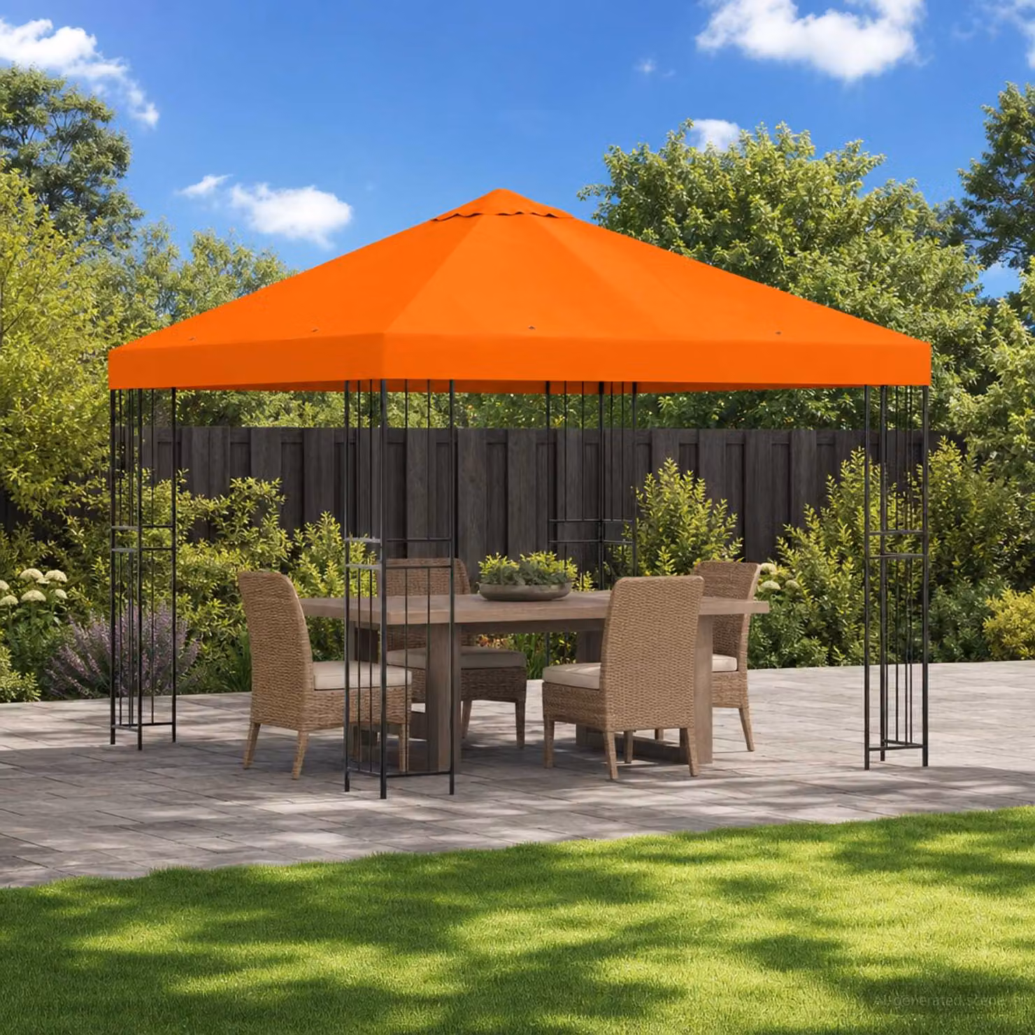 Gazebo vidaXL in acciaio galvanizzato e poliestere arancione e nero L/P: 300 x 300 cm