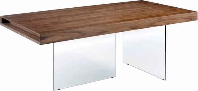 Tavolo da pranzo rettangolare moderno Angel Cerdá in legno e vetro color noce e marrone L: 200 cm, P: 100 cm, H: 75 cm – 1
