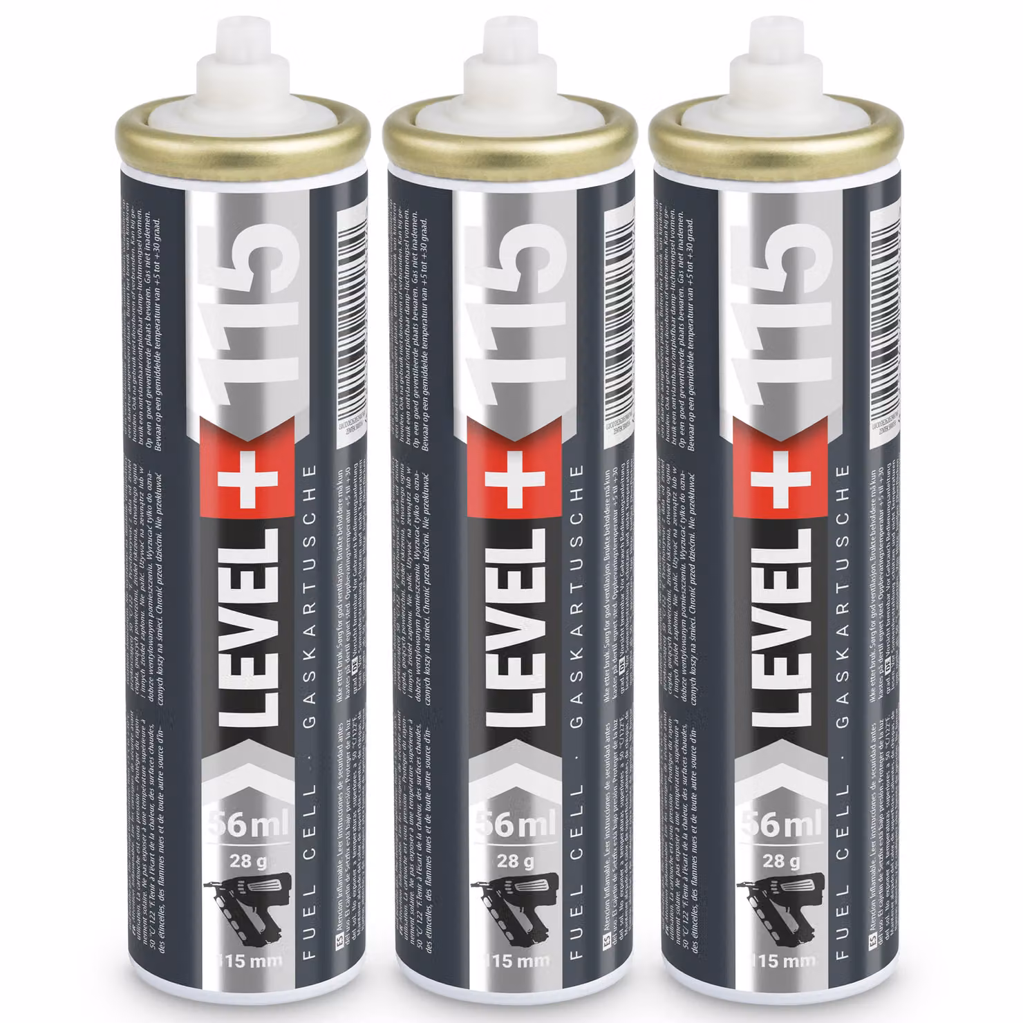 LEVEL+ Cartuccia di ricambio per Nagler, confezione da 3 pezzi, 115 mm, 56 ml, modello L+115